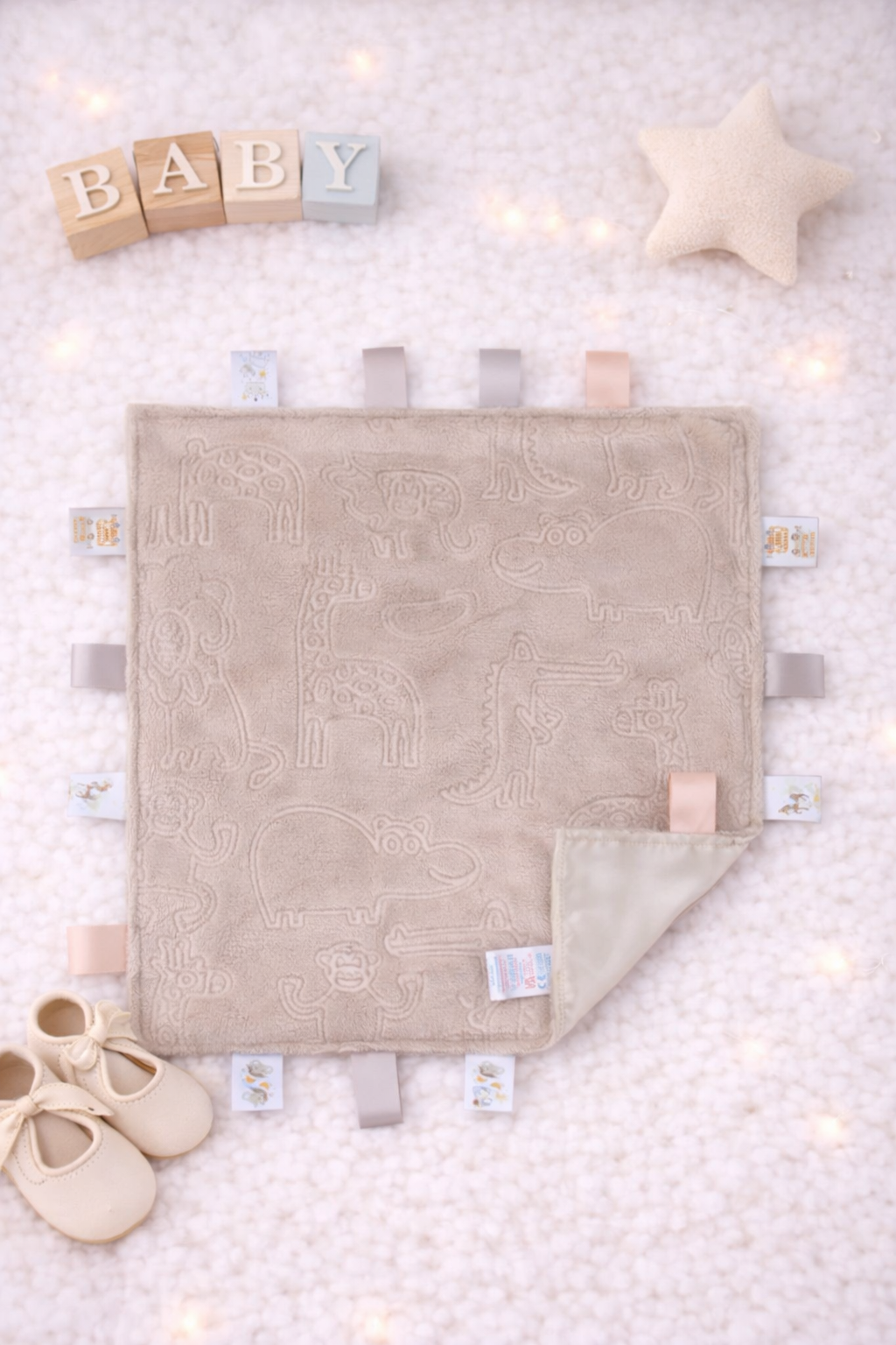 Beige animal taggy comforter- blank