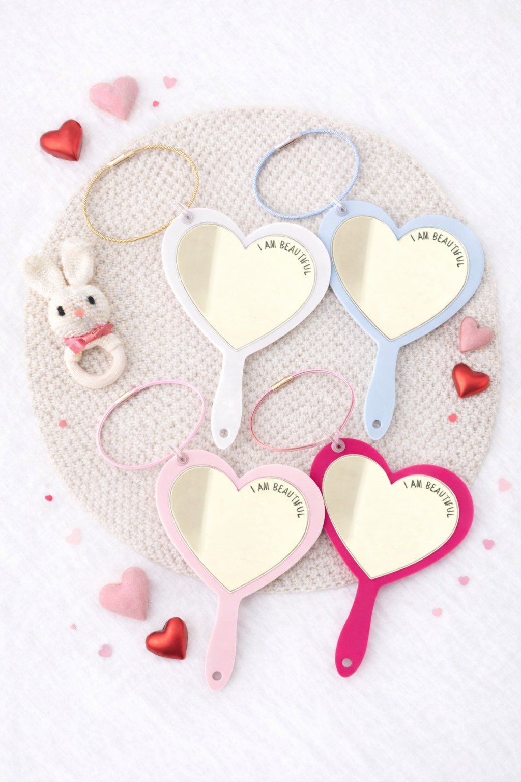 I am beautiful keyring - blue