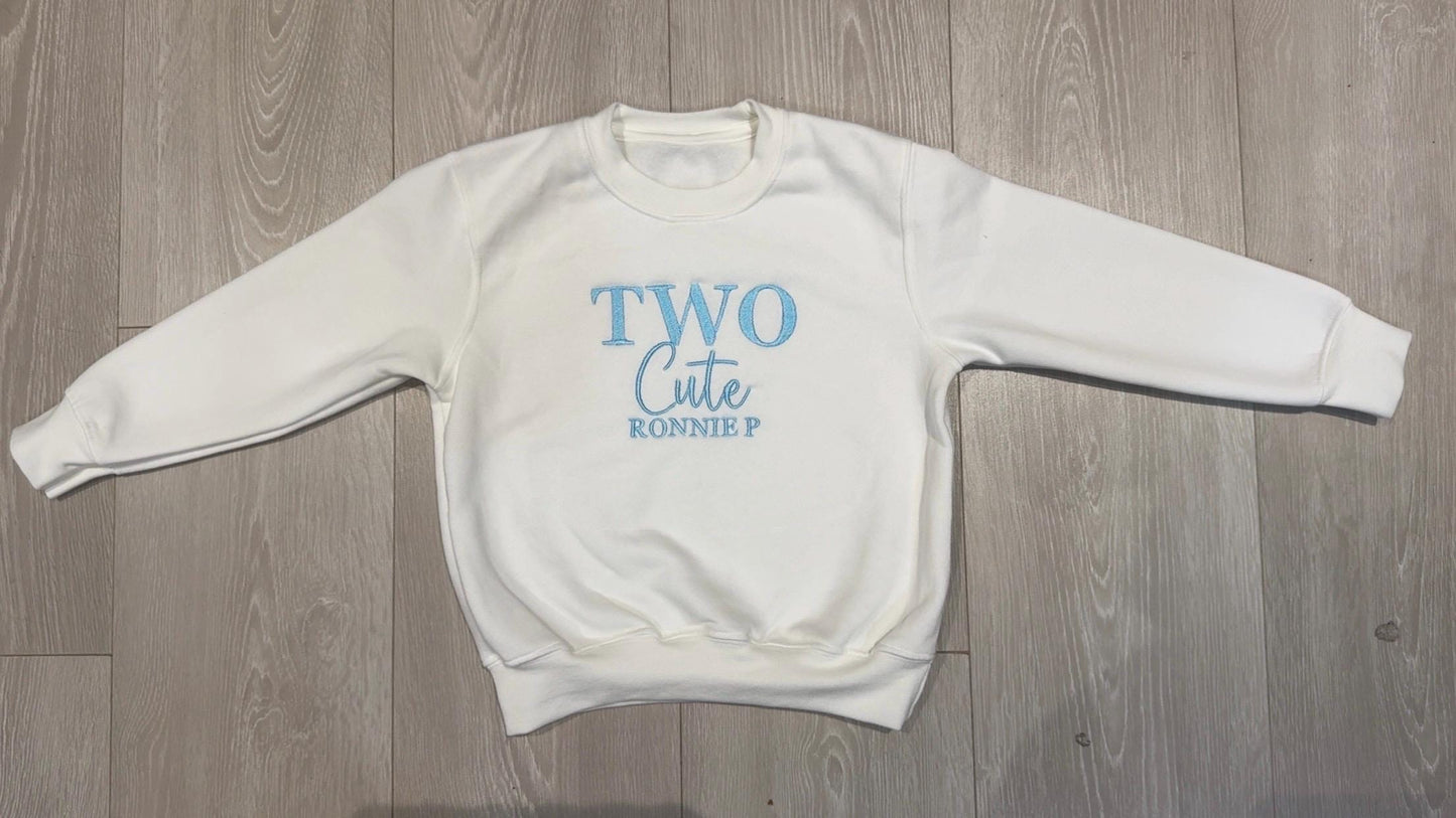 Personalised Second Birthday Sweatshirt, two cute Birthday Outfit, two Birthday Shirt, Embroidered two Sweater, Birthday Party Outfit,