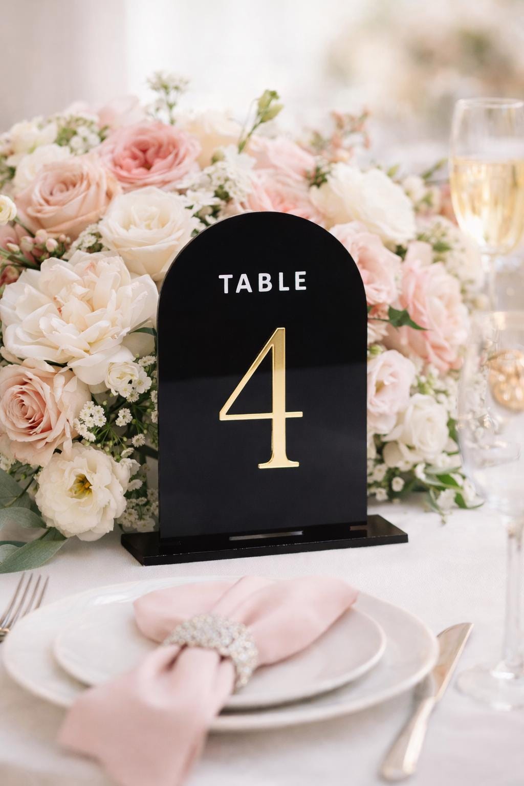 Black Acrylic Wedding Table Number, Arch Table Number