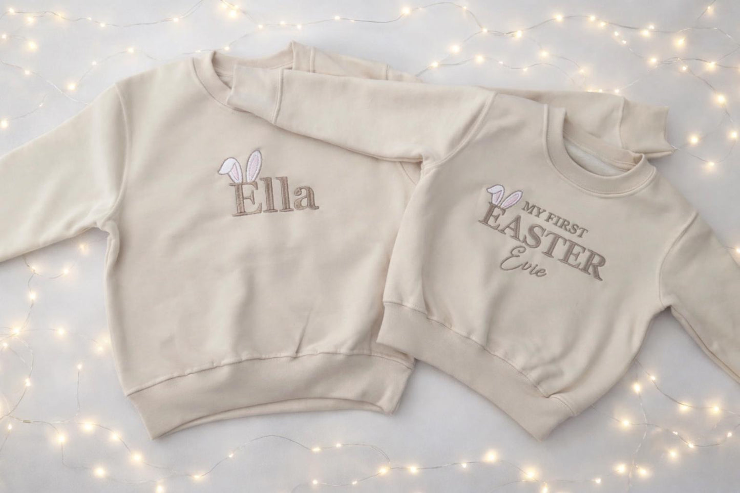 Personalised My First Easter Baby Sweatshirt UK, Custom Name Bunny Ears Baby Jumper, Neutral Baby Easter Outfit, Newborn Gift, First Easter