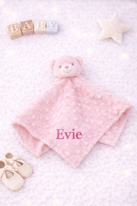 Pink bear comforter- personalised