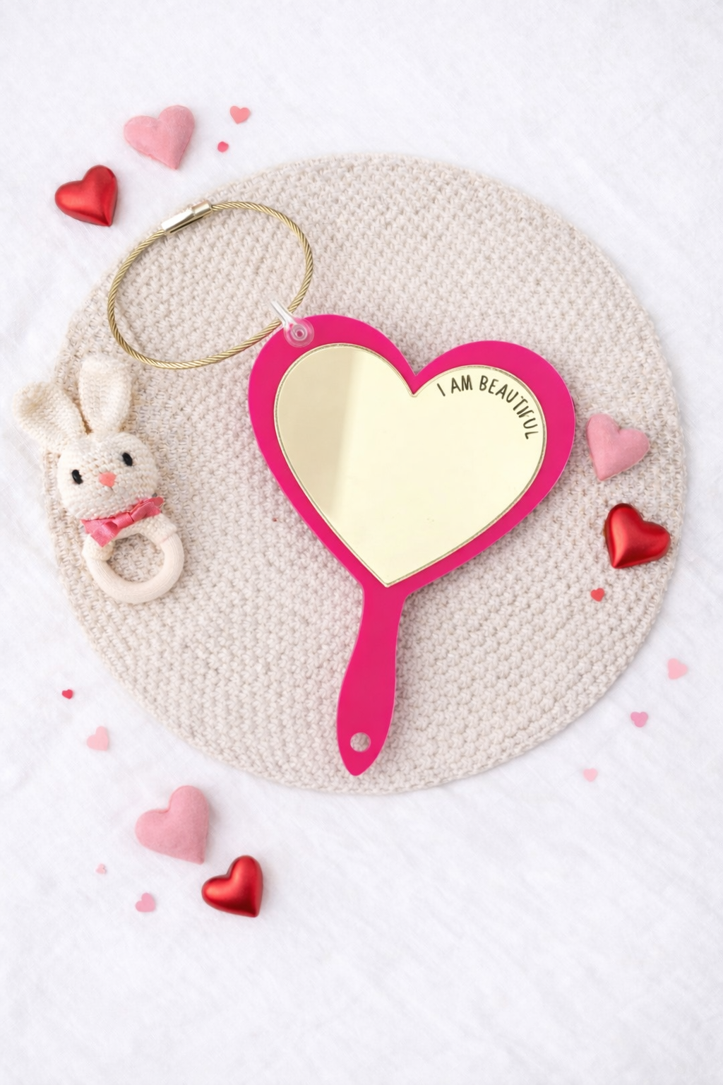 I am beautiful keyring - hot pink