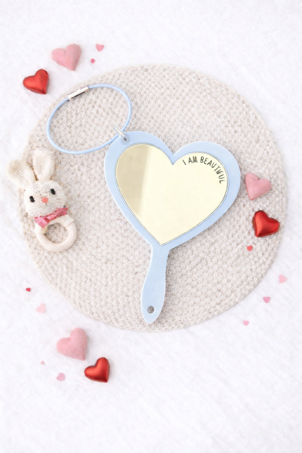 I am beautiful keyring - blue