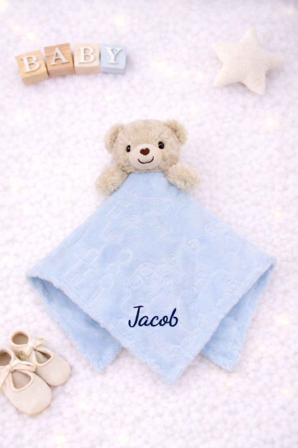 Pale blue comforter with blanket- personalised