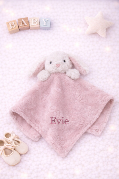 Dusty Pink rabbit comforter- personalised