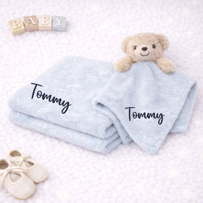 Pale blue comforter with blanket- personalised