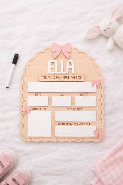 Personalised Reusable First & Last Day of School Memory Board - bows