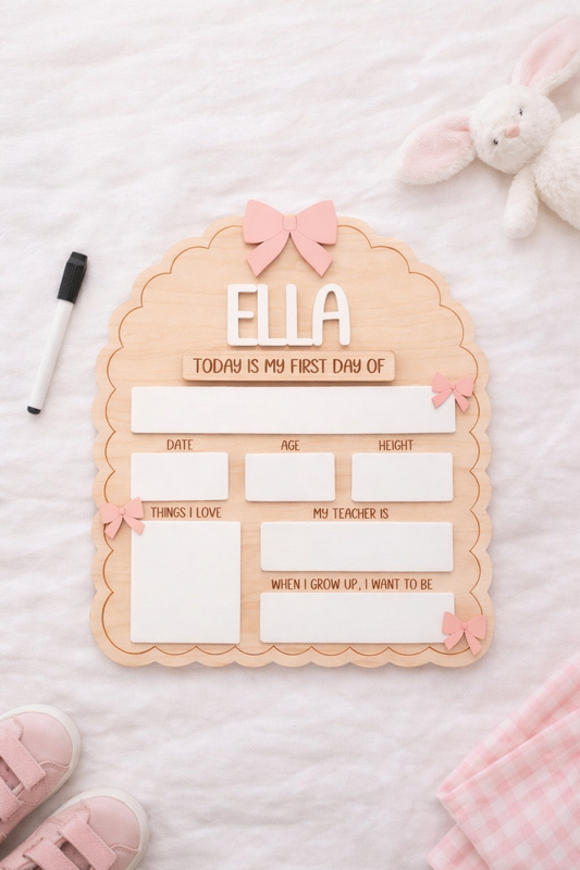 Personalised Reusable First & Last Day of School Memory Board - bows