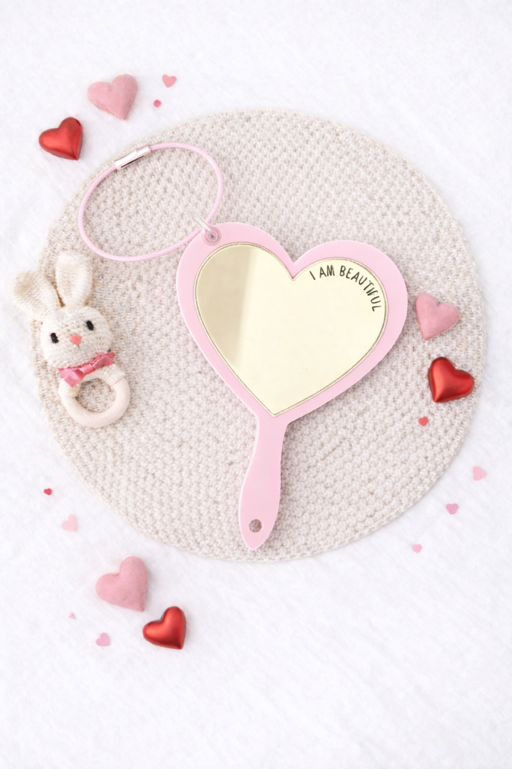 I am beautiful keyring - pale pink