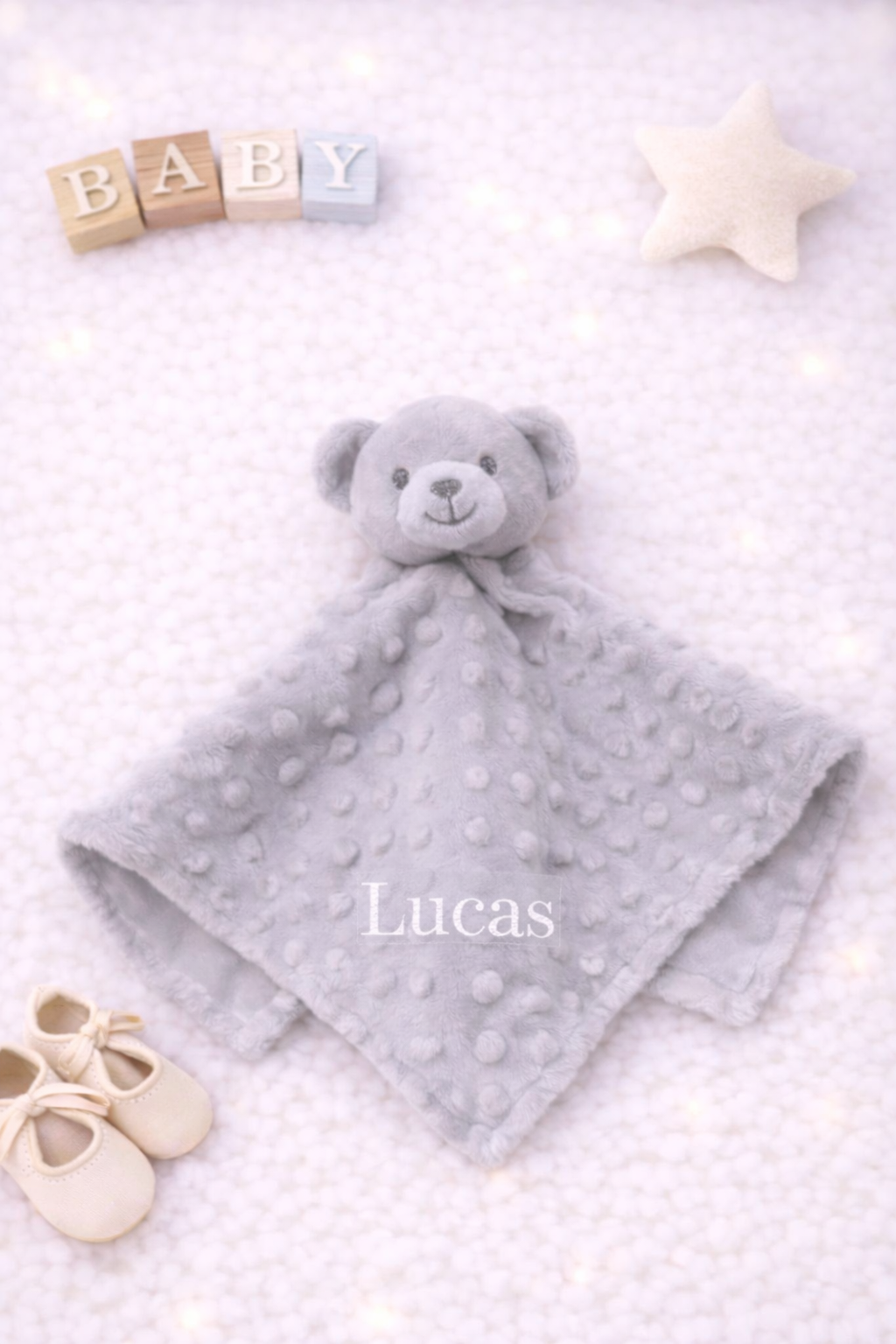 Grey bear comforter- personalised