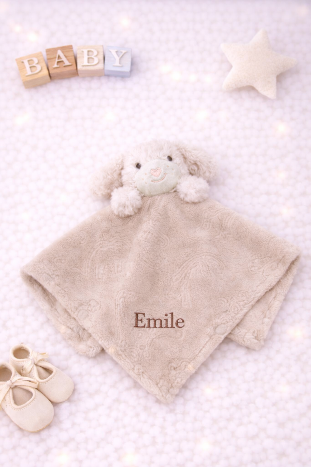 Beige rabbit comforter with blanket- personalised