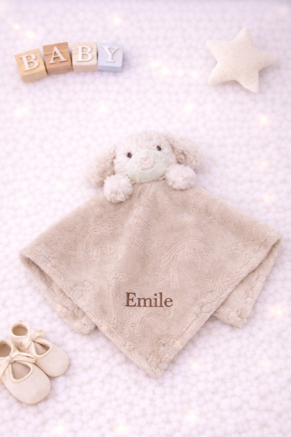 Beige rabbit comforter with blanket- personalised