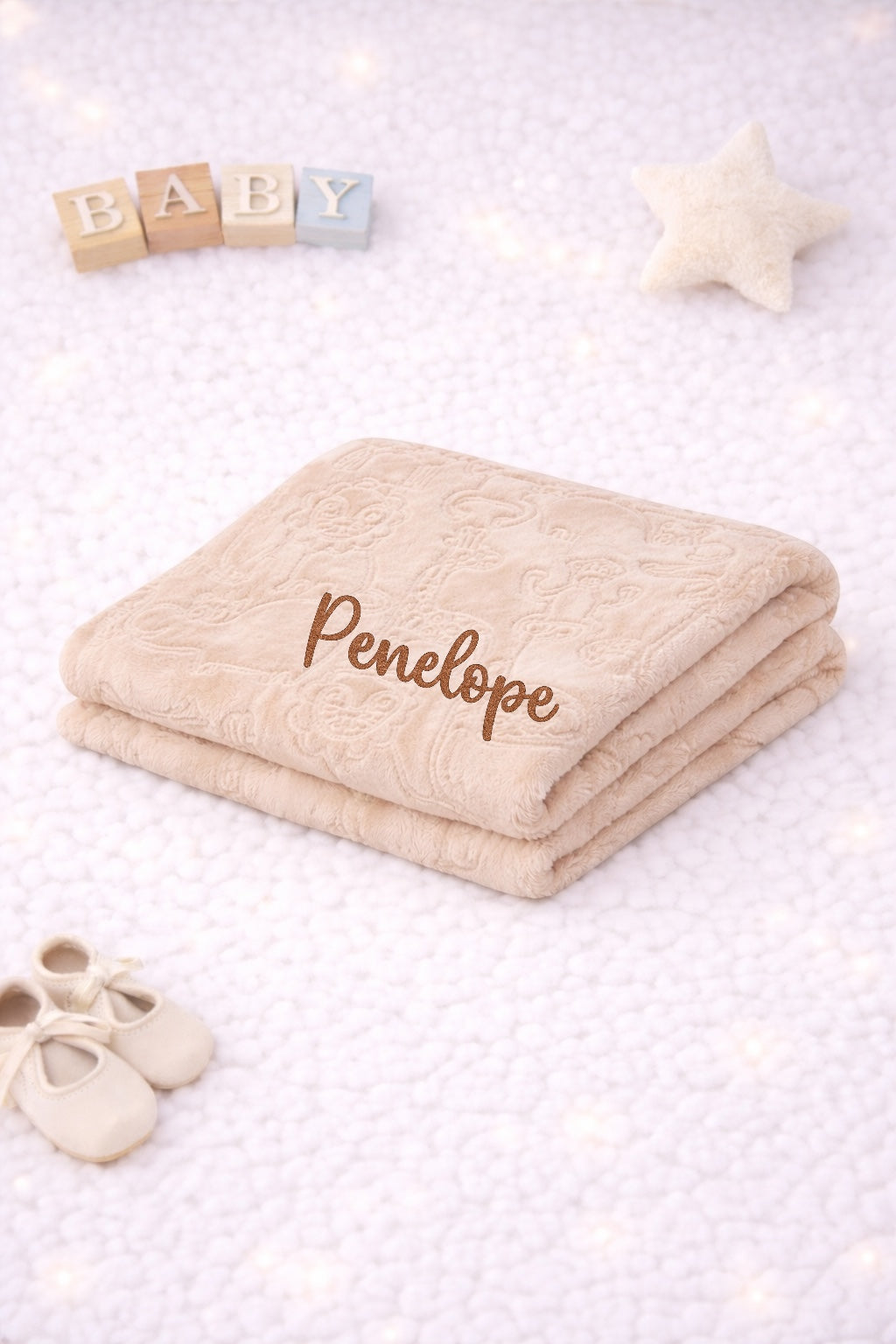 Beige rabbit comforter with blanket- personalised