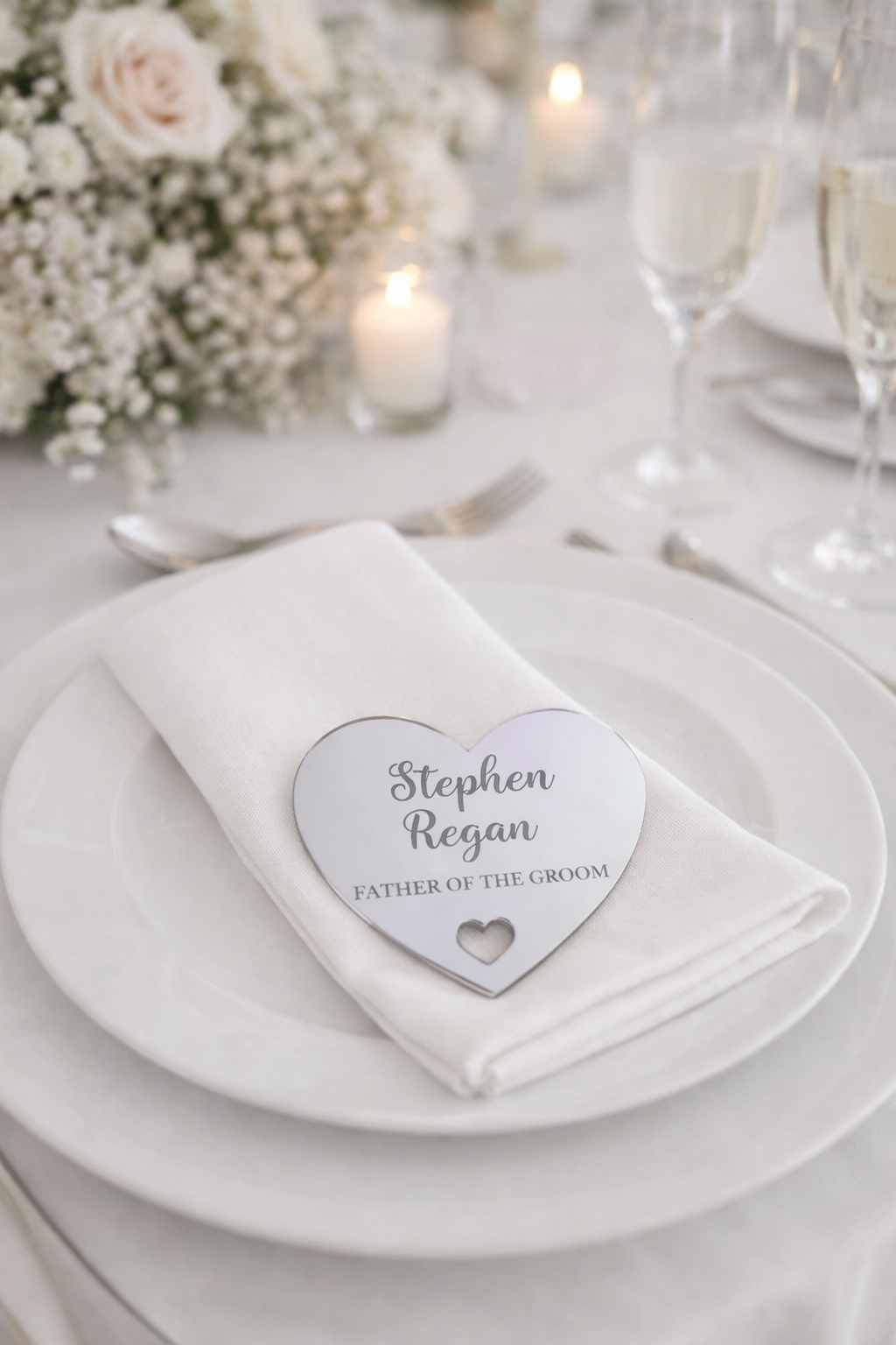 Silver Wedding Name Tags - Engraved