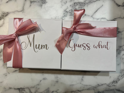 Pregnancy Announcement Baby Booties in Box Gender Reveal