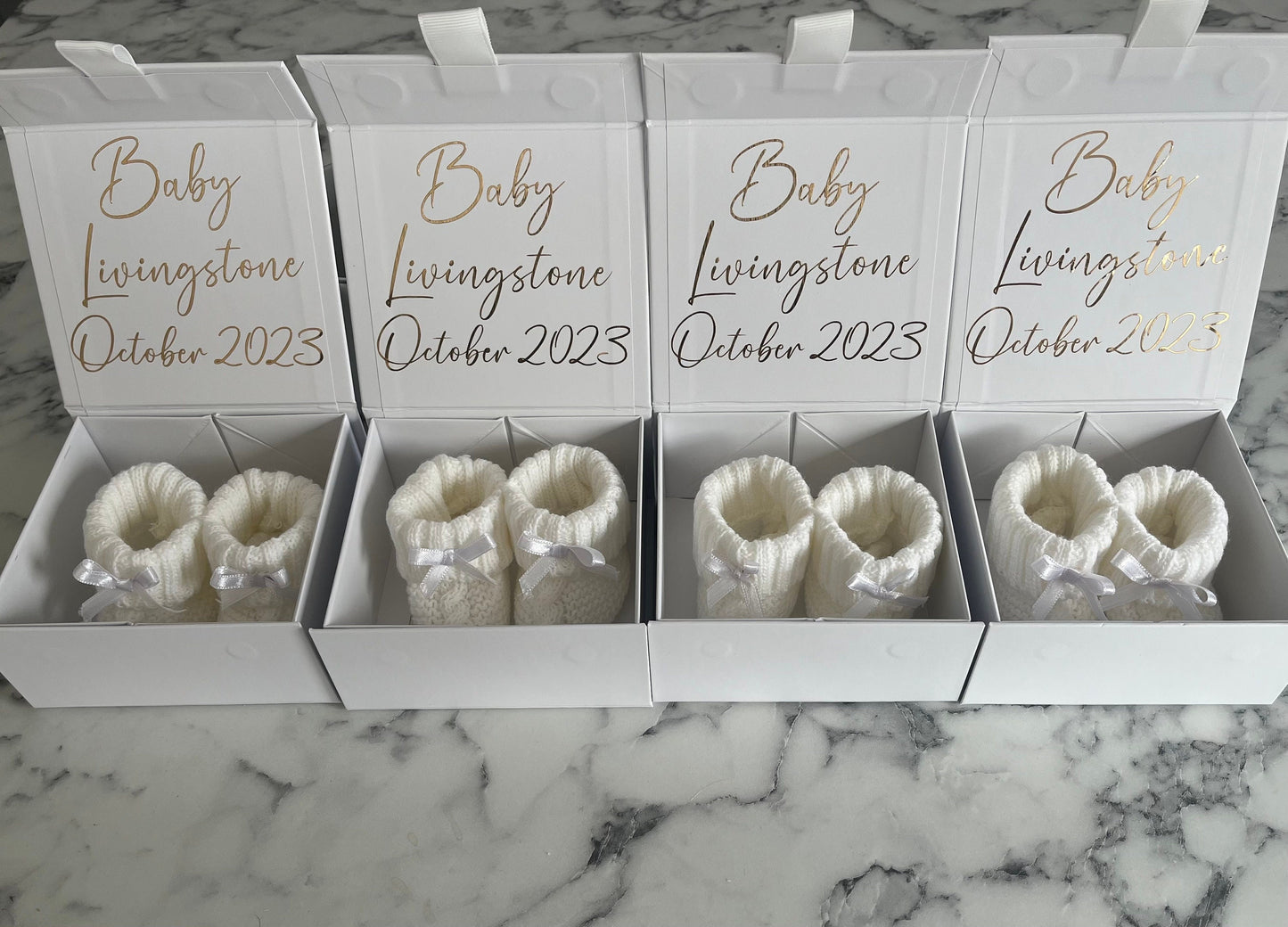 Personalised Pregnancy Announcement Box With Booties
