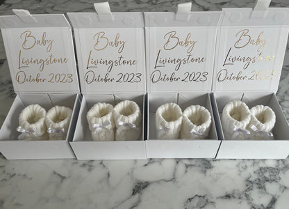 Personalised Pregnancy Announcement Box With Booties