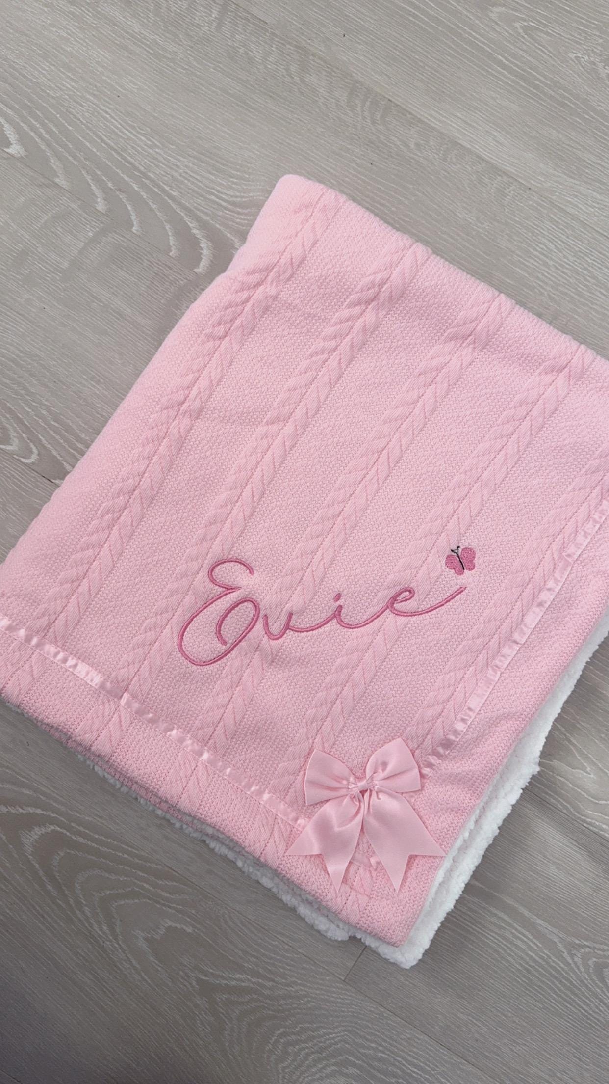 Personalised fluffy Baby Blanket - pink
