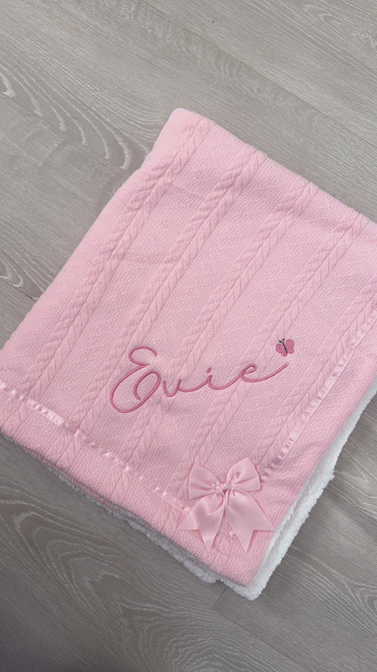 Personalised fluffy Baby Blanket - pink