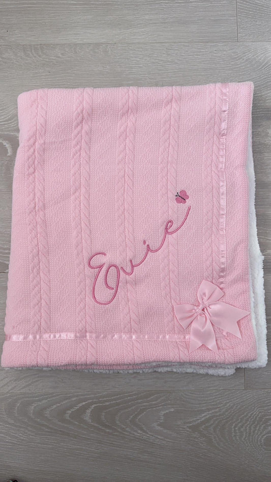Personalised fluffy Baby Blanket - pink