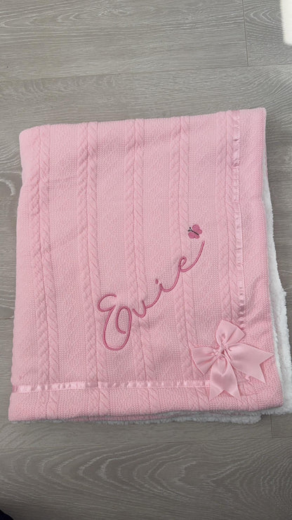 Personalised fluffy Baby Blanket - pink