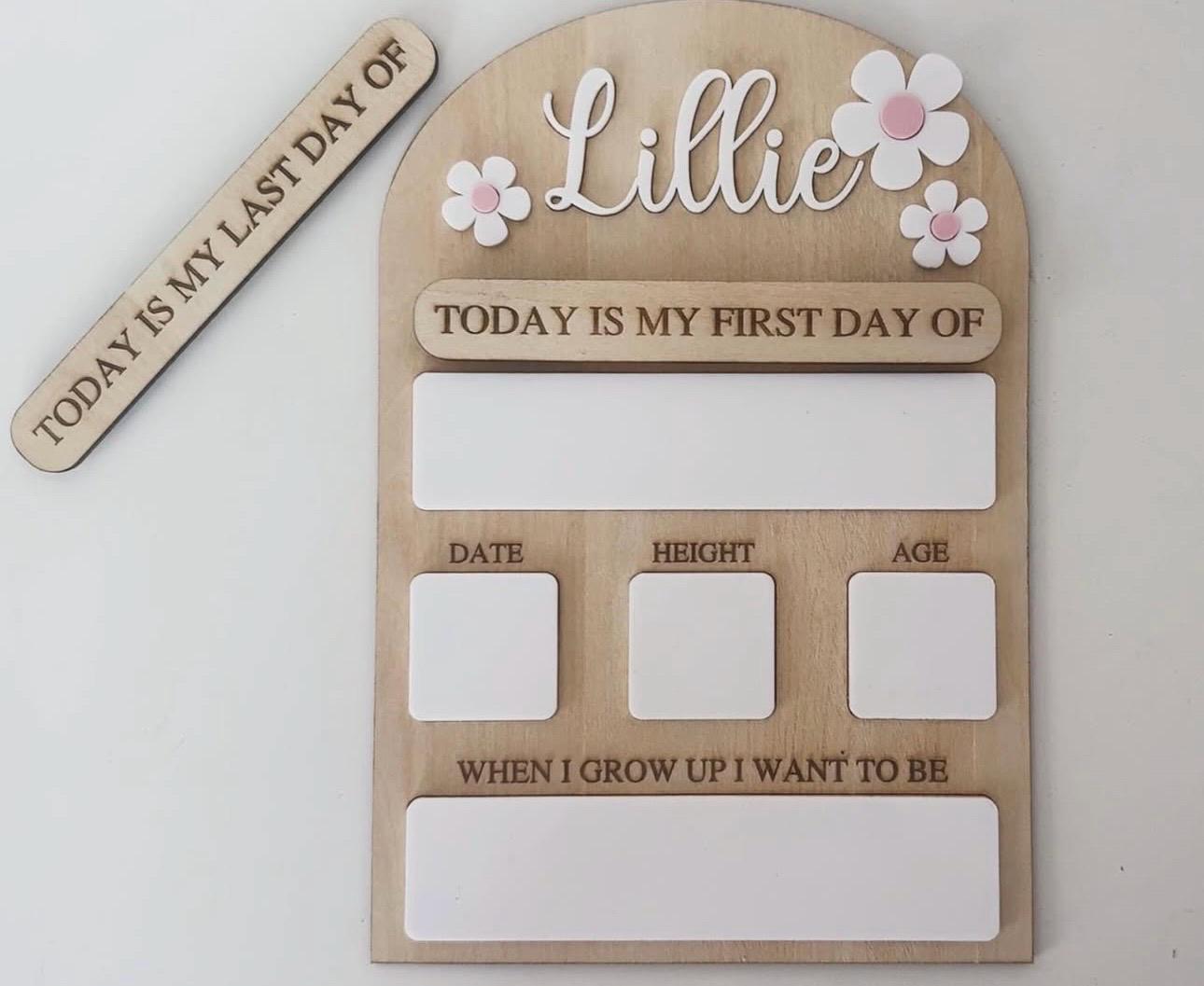 Personalised Reusable First & Last Day of School Memory Board - flowers