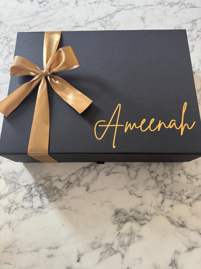 Personalised Large Deep magnetic Gift Box. Bridesmaid gift box, Flower Girl, Wedding gift box with white.Birthday gift box. Any name or text