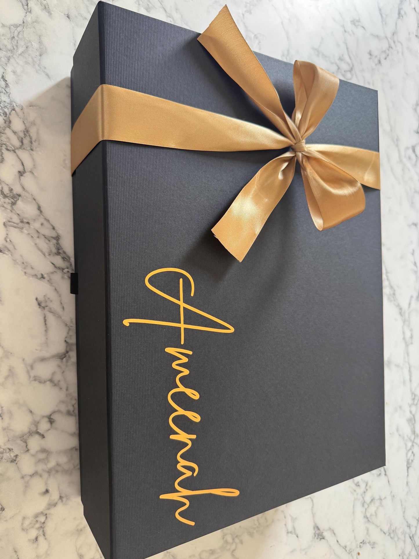 Personalised Large Deep magnetic Gift Box. Bridesmaid gift box, Flower Girl, Wedding gift box with white.Birthday gift box. Any name or text