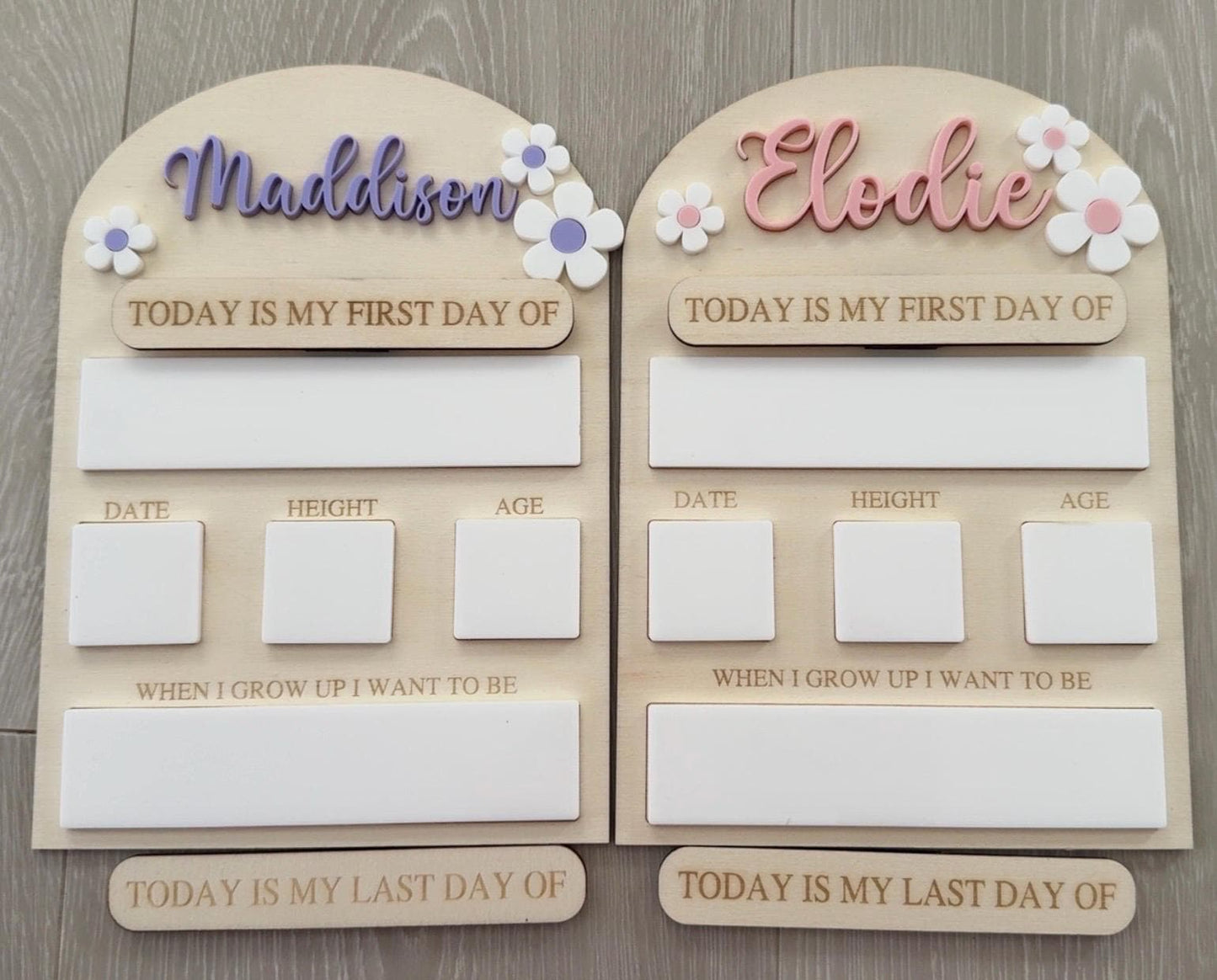 Personalised Reusable First & Last Day of School Memory Board - flowers