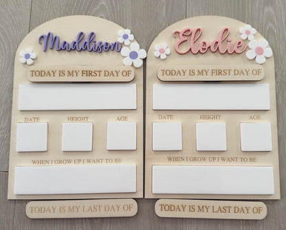 Personalised Reusable First & Last Day of School Memory Board - flowers