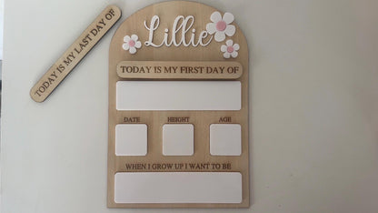 Personalised Reusable First & Last Day of School Memory Board - flowers