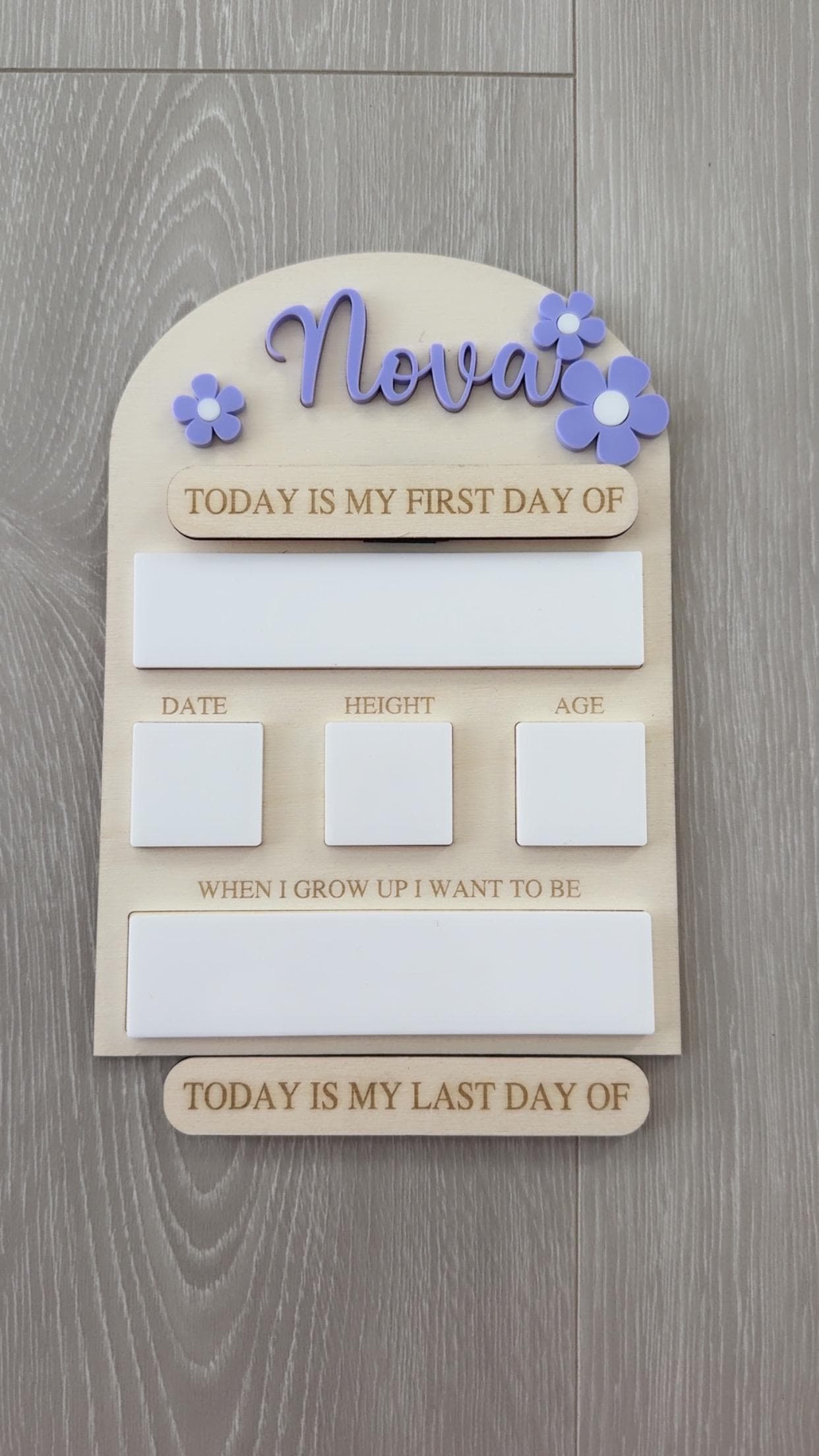 Personalised Reusable First & Last Day of School Memory Board - flowers