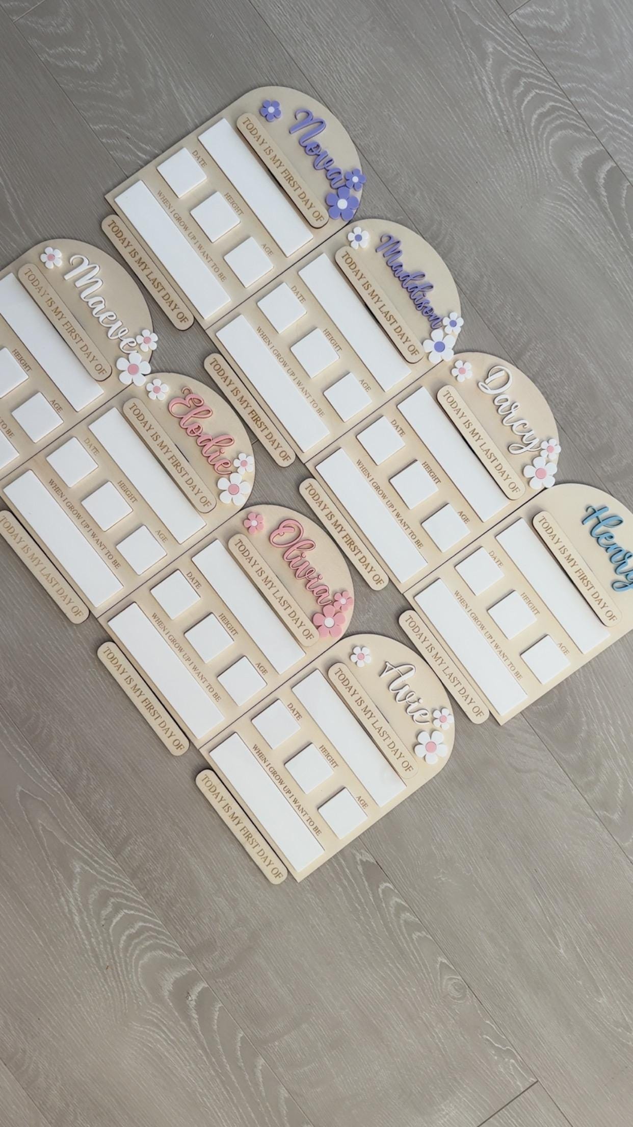 Personalised Reusable First & Last Day of School Memory Board - flowers