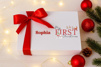 Personalised Large Deep magnetic Gift Box. Christmas gift box, First Christmas box. Babies first Christmas. Christmas Eve box Any name