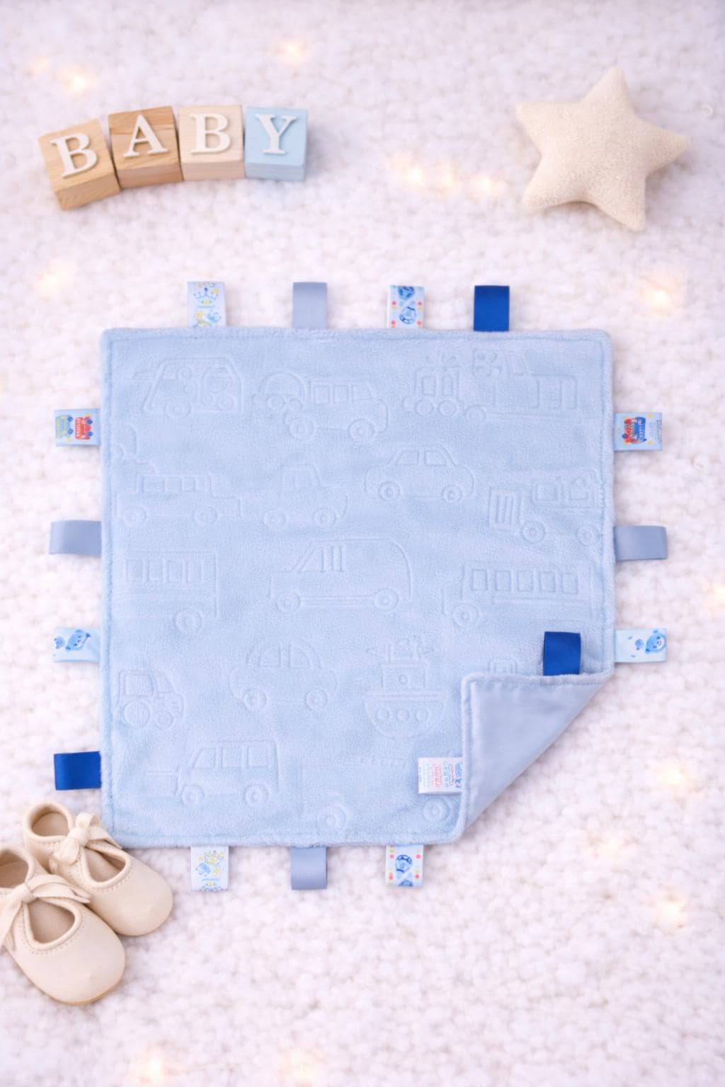 Personalised Baby Taggie with Embroidered Baby Name.