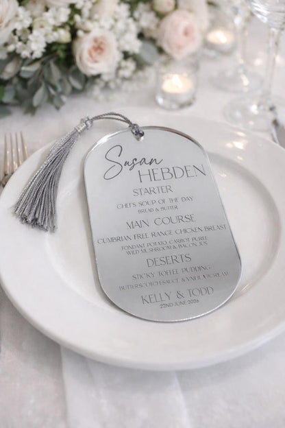 Personalised acrylic name place cards - menu