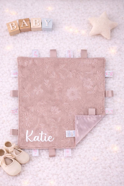 Personalised Baby Taggie with Embroidered Baby Name.