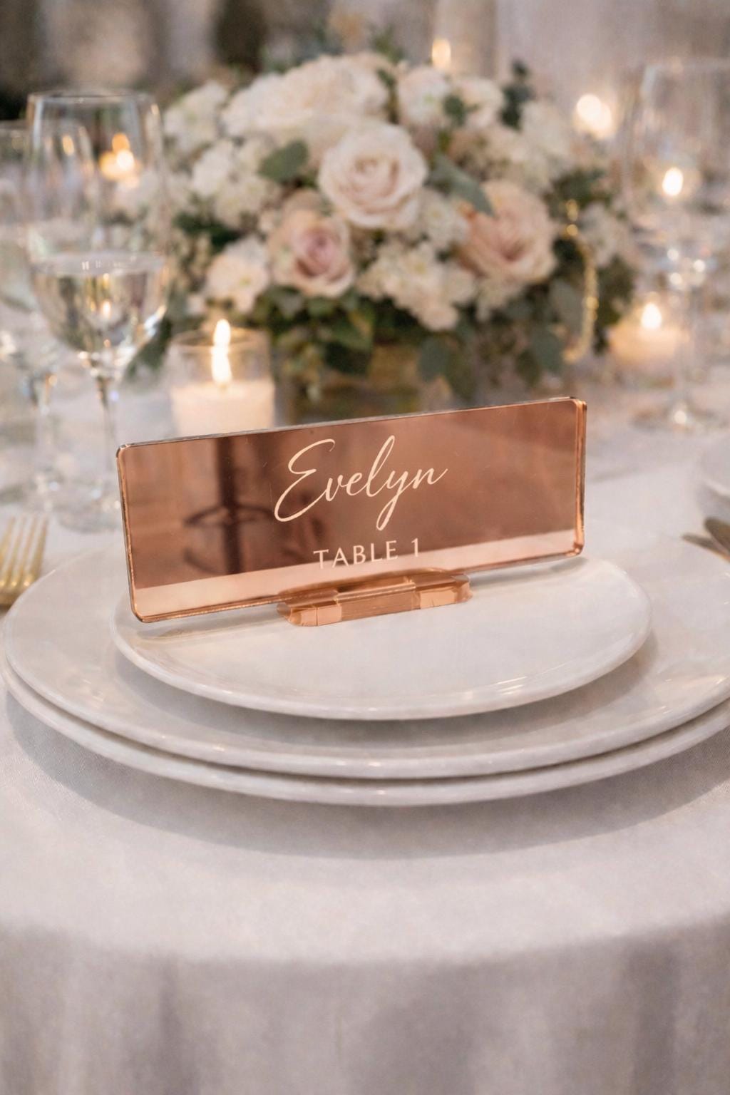 Personalised acrylic name place cards - with stands