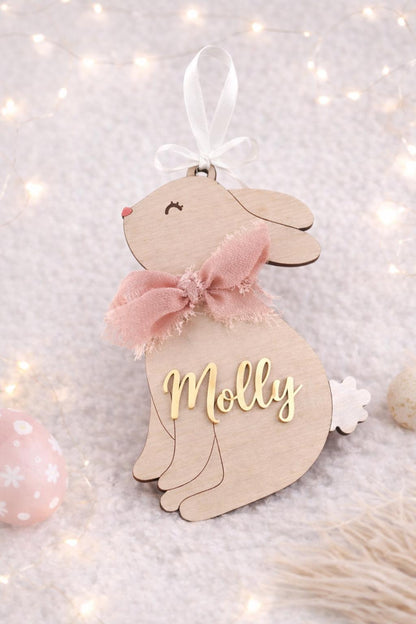 Personalised Easter bunny Basket Tag, wooden Bunny Name Tag