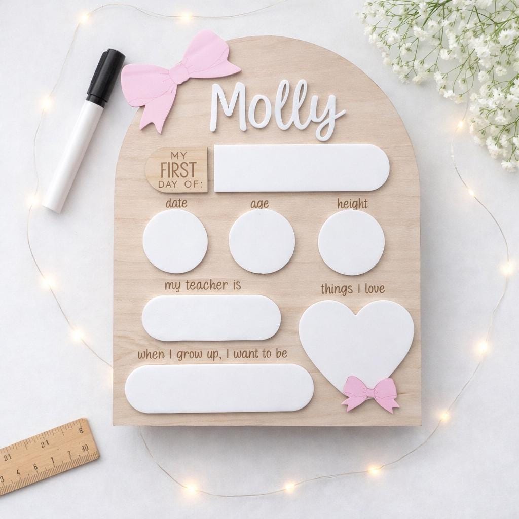 Personalised Reusable First & Last Day of School Memory Board - bow