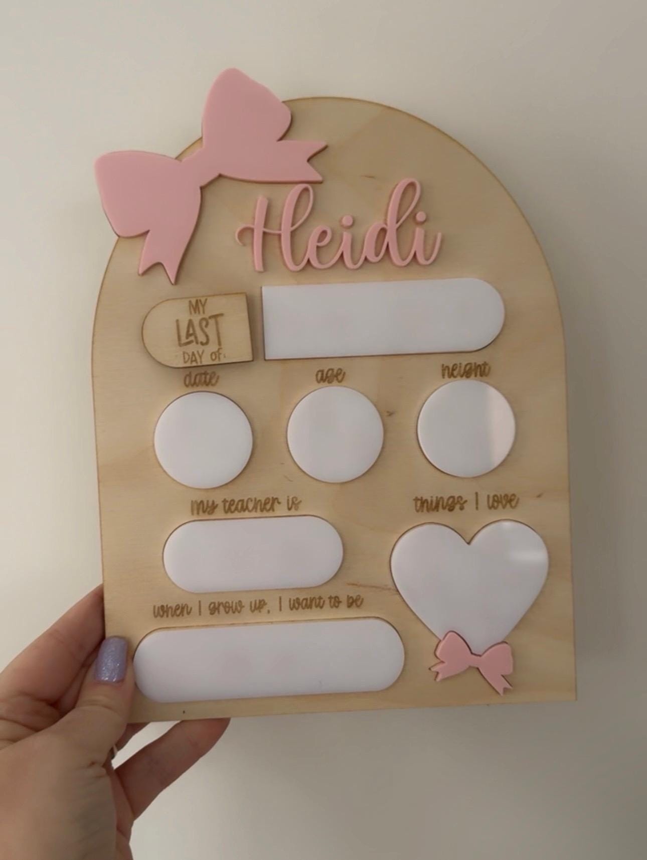 Personalised Reusable First & Last Day of School Memory Board - bow