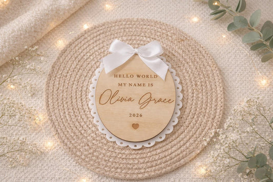 Personalised Welcome To The World Baby Name Announcement Sign