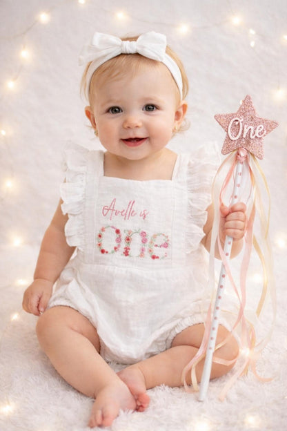 Personalised Floral First Birthday Outfit Girl – ONE Romper