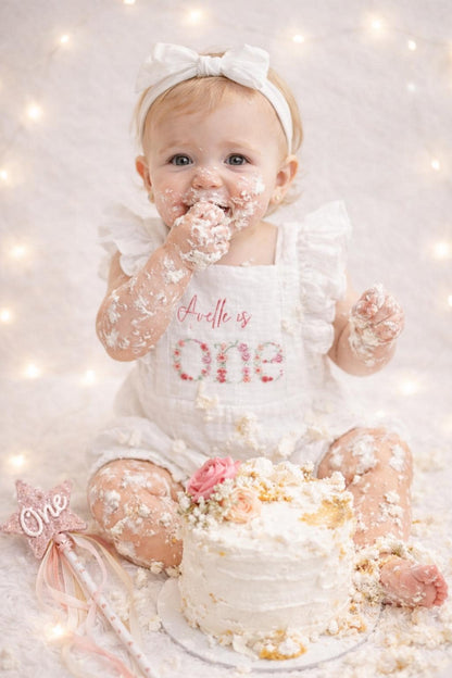 Personalised Floral First Birthday Outfit Girl – ONE Romper