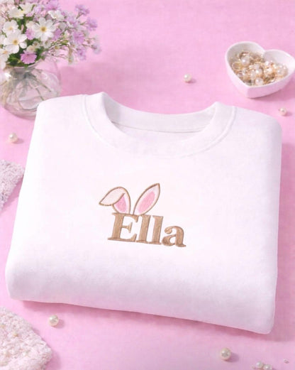 Personalised My First Easter Baby Sweatshirt UK, Custom Name Bunny Ears Baby Jumper, Neutral Baby Easter Outfit, Newborn Gift, First Easter