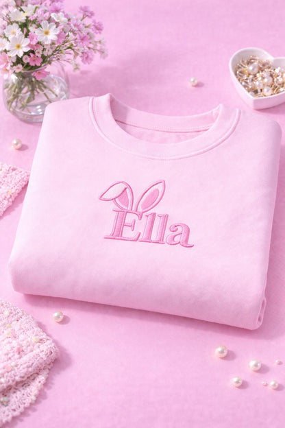 Personalised My First Easter Baby Sweatshirt UK, Custom Name Bunny Ears Baby Jumper, Neutral Baby Easter Outfit, Newborn Gift, First Easter