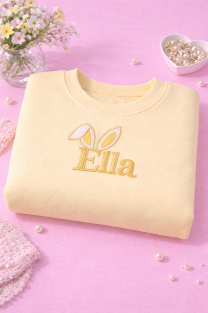 Personalised My First Easter Baby Sweatshirt UK, Custom Name Bunny Ears Baby Jumper, Neutral Baby Easter Outfit, Newborn Gift, First Easter