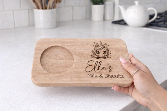 Personalised Milk and Cookies Board - Unicorn