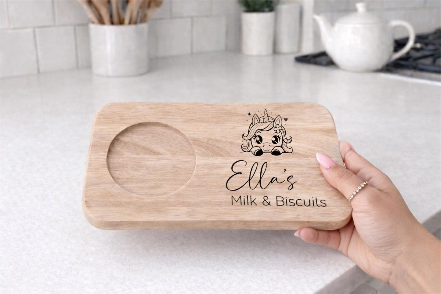 Personalised Milk and Cookies Board - Unicorn